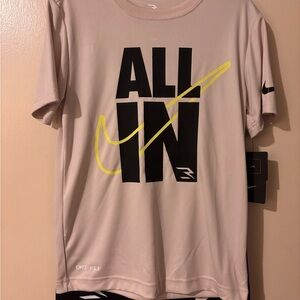 Nike Beige Tee with Black and Yellow Graphic